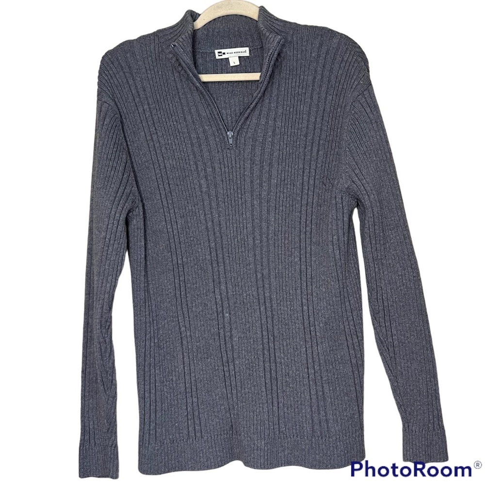 Wilke Rodriguez men’s gray three-quarter zip sweater. Size large.